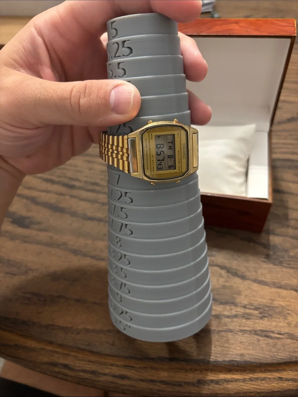 Seiko Gold Tone Digital Alarm Chronograph Watch